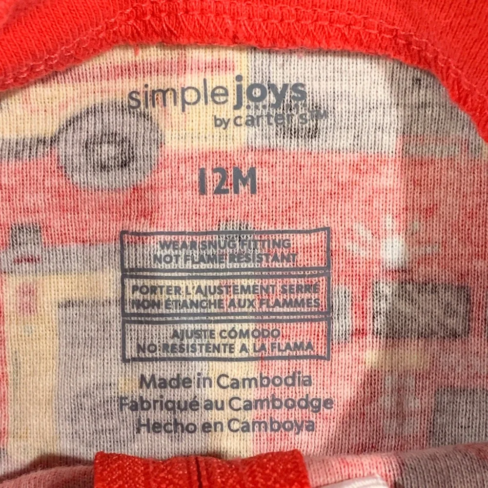 Simple Joys by Carters 12M Set of 2 Baby‎ Boys Footed Pajamas Fire Truck Monster